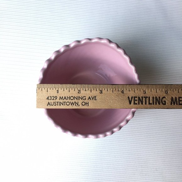 2 Cherry Top White Waffle Cone Ice Cream Soup Cereal Dessert Bowls Yellow Pink - Picture 4 of 12